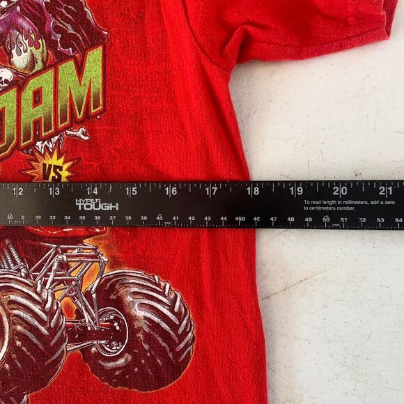 Monster Jam Grave Digger Vs Spider man red t-shirt Size 14/16 - Picture 6 of 7